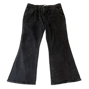 Loft High Rise Flare Crop Black Jeans 14 Stretch Baggy Denim Women's